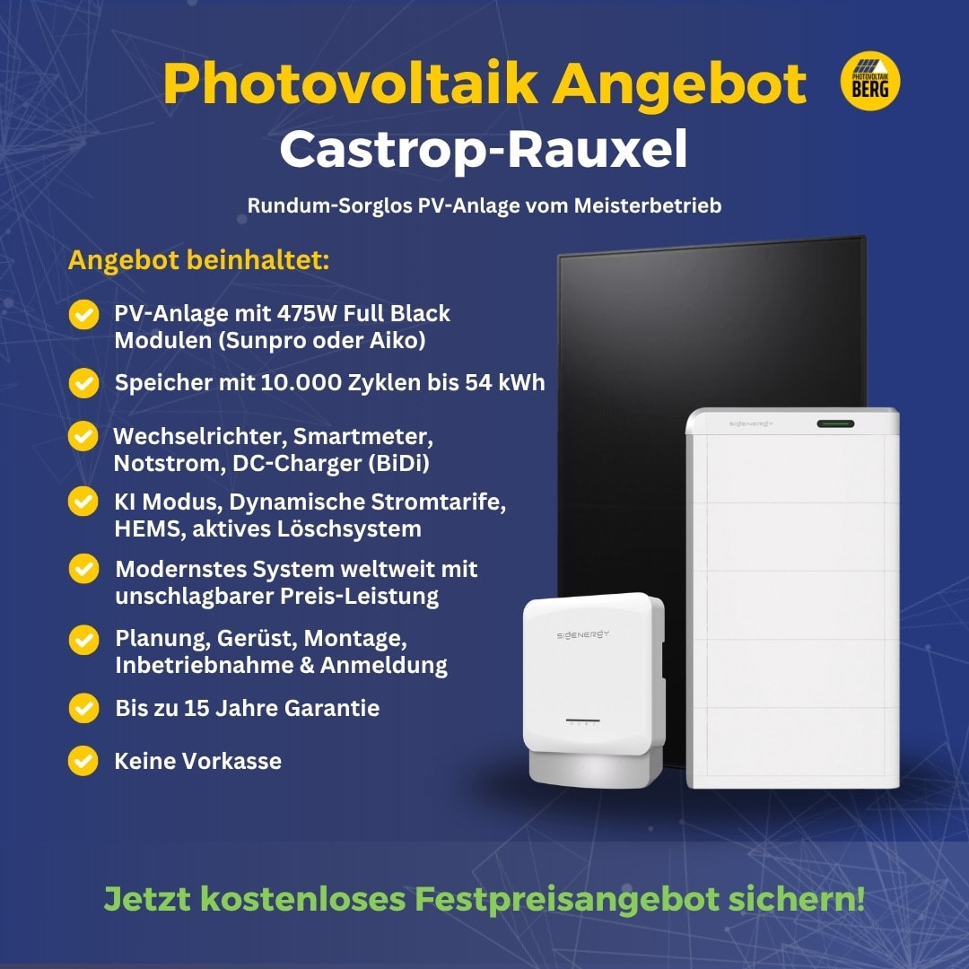 Photovoltaik Castrop-Rauxel – Komplettanlage mit Speicher, Montage und Anmeldung