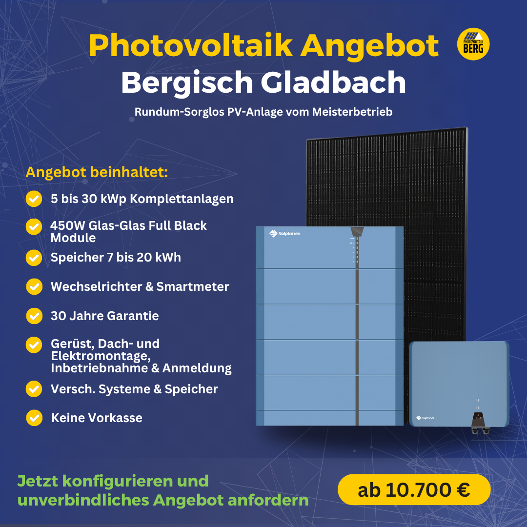 photovoltaik Bergisch Gladbach 5-30 kwp angebot inkl. speicher und montage