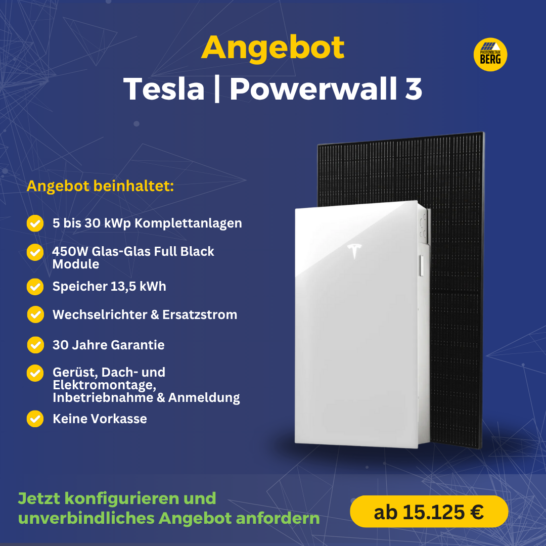 tesla powerwall 3 photovoltaik angebot inkl. speicher und montage