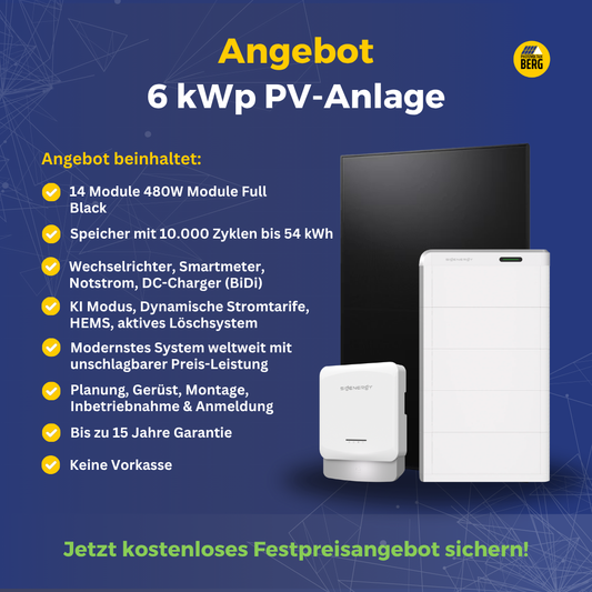 6 kWp Photovoltaik Anlage inkl. Speicher und Montage