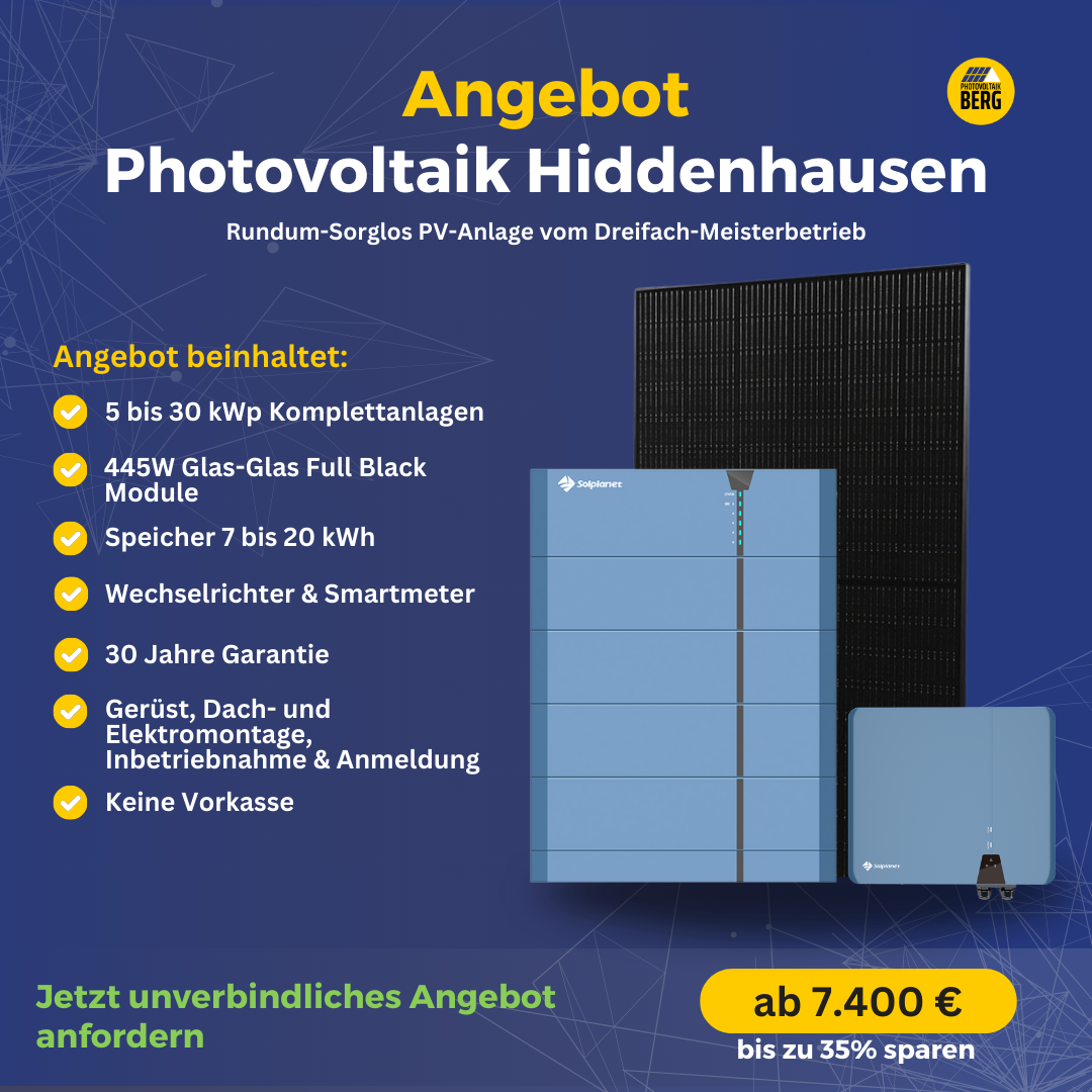 photovoltaik Hiddenhausen 5-30 kwp angebot inkl. speicher und montage