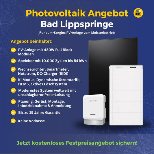 Photovoltaik Bad Lippspringe Angebot inkl. Speicher und Montage