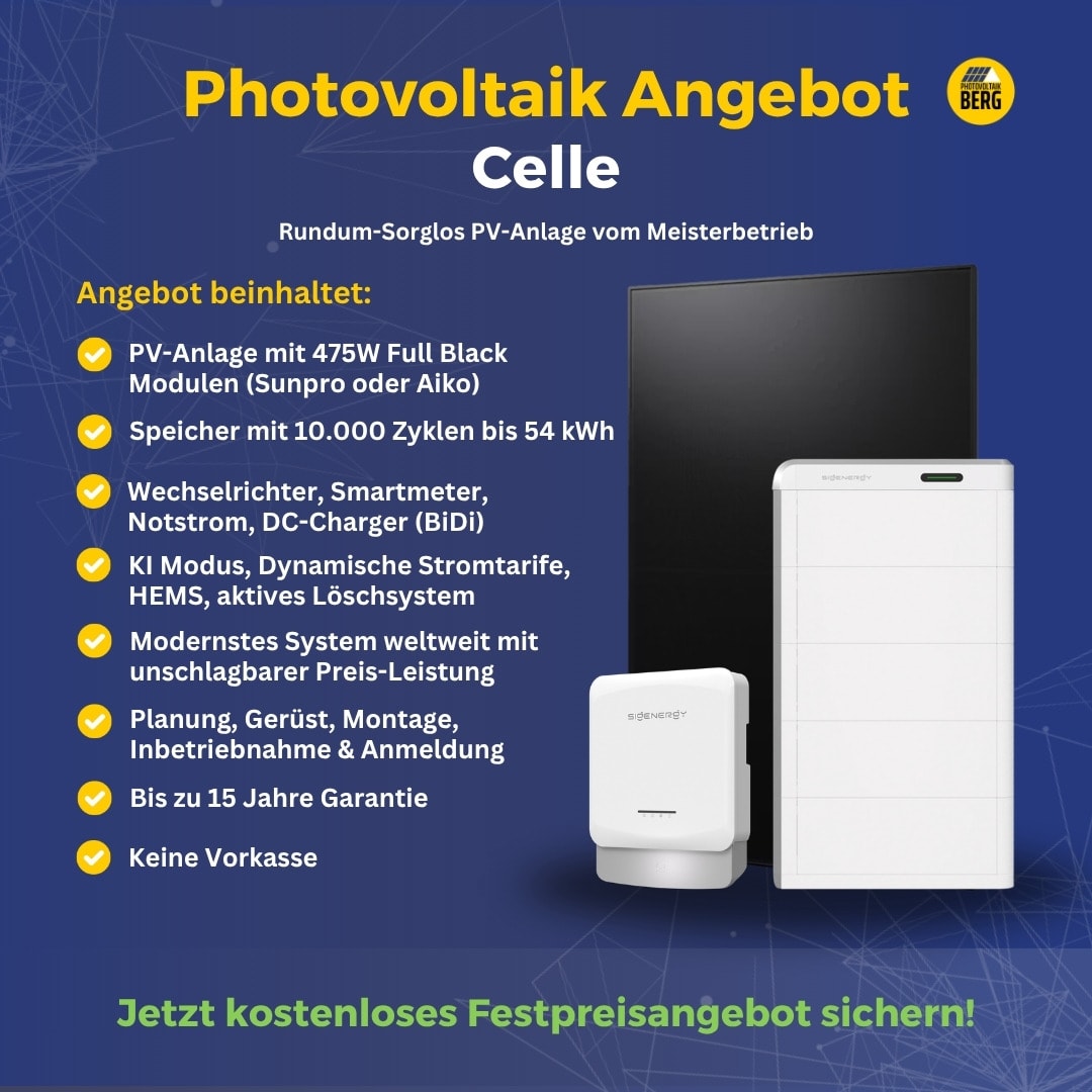 Photovoltaik Celle – Komplettanlage mit Speicher, Montage und Anmeldung