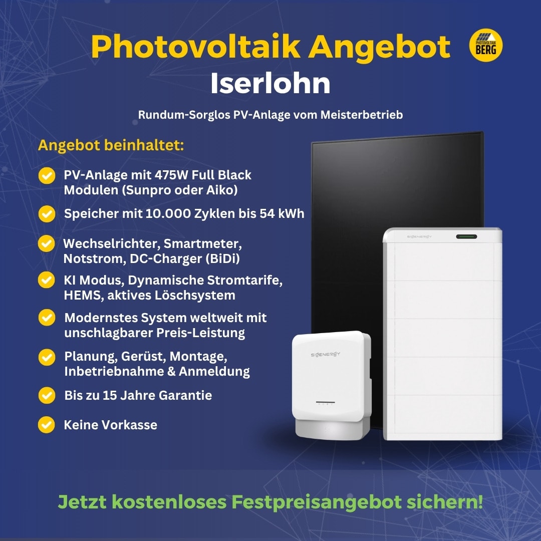 Photovoltaik Iserlohn – Komplettanlage mit Speicher, Montage und Anmeldung