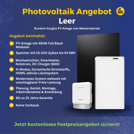 Photovoltaik Leer Angebot inkl. Speicher und Montage