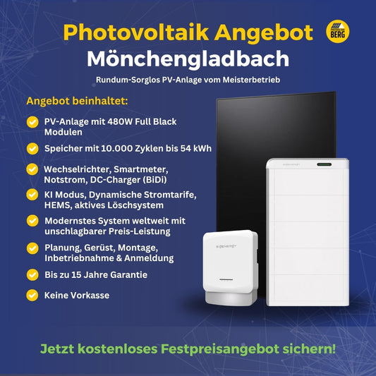 Photovoltaik Mönchengladbach Angebot inkl. Speicher und Montage