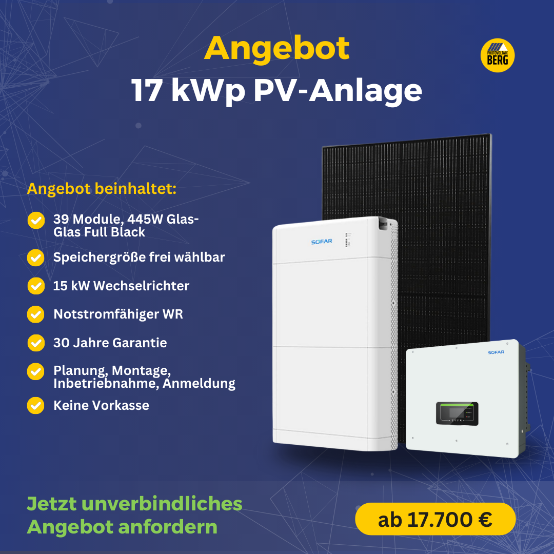 photovoltaik 17 kwp angebot inkl. speicher und montage