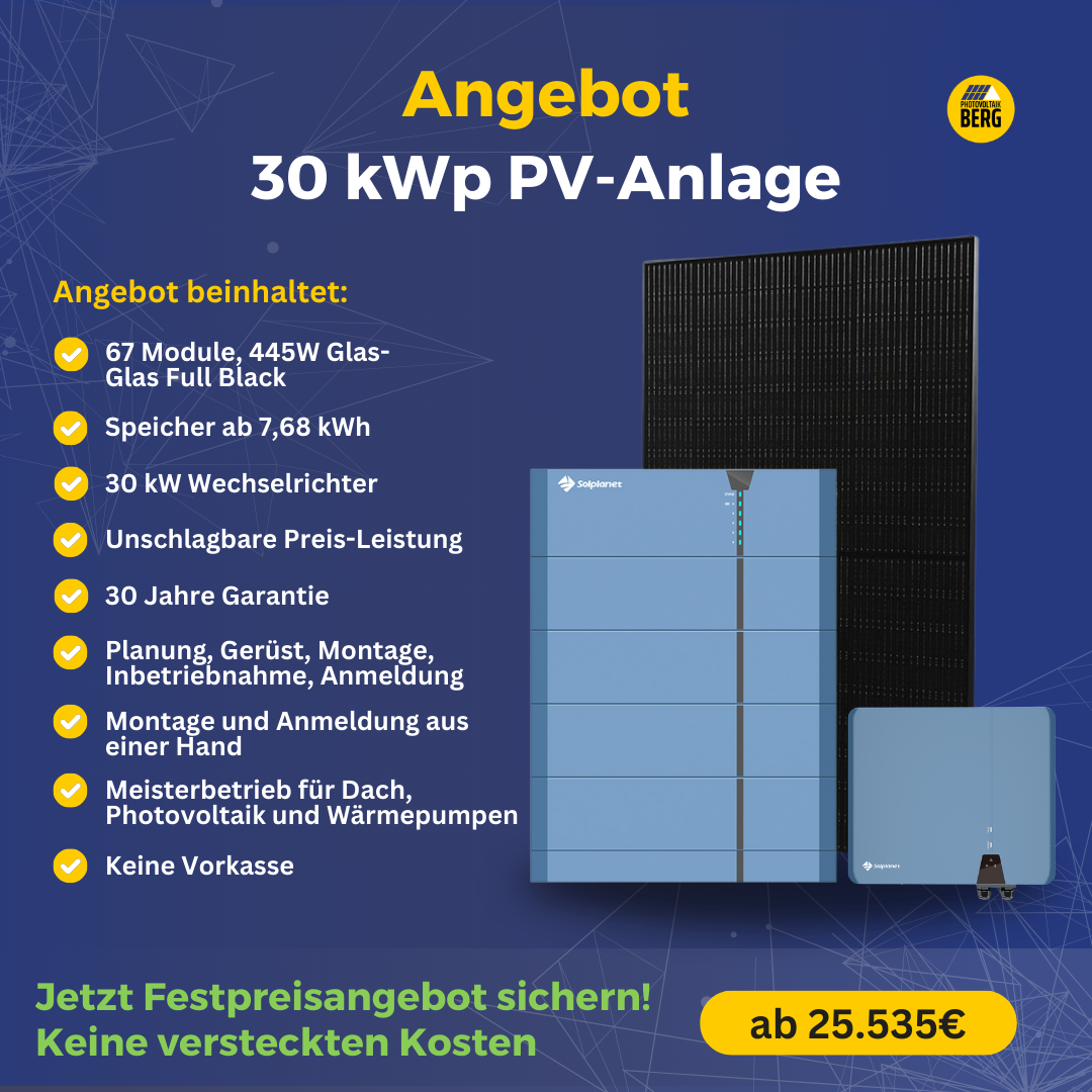 photovoltaik 30 kwp angebot inkl. speicher und montage