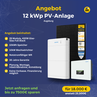 photovoltaik Augsburg 12 kwp angebot inkl. speicher und montage