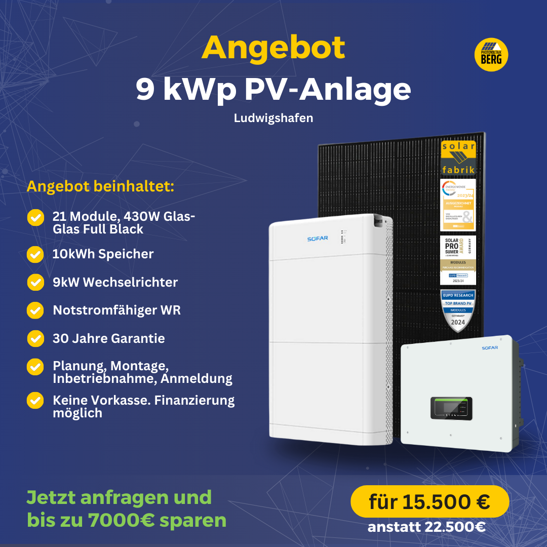 photovoltaik Ludwigshafen 9 kwp angebot inkl. speicher und montage