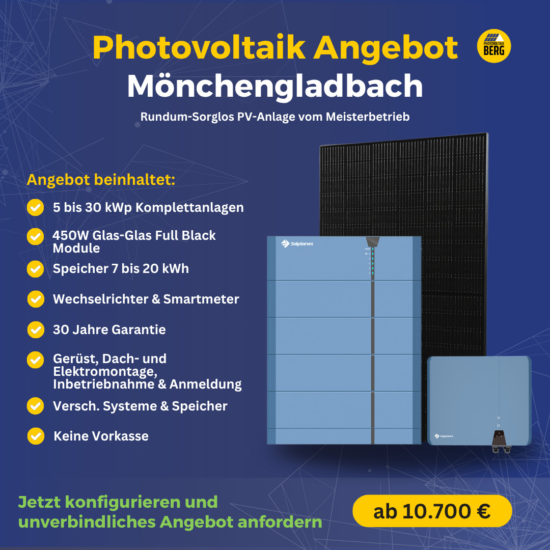 photovoltaik Mönchen­gladbach⁠ 5-30 kwp angebot inkl. speicher und montage
