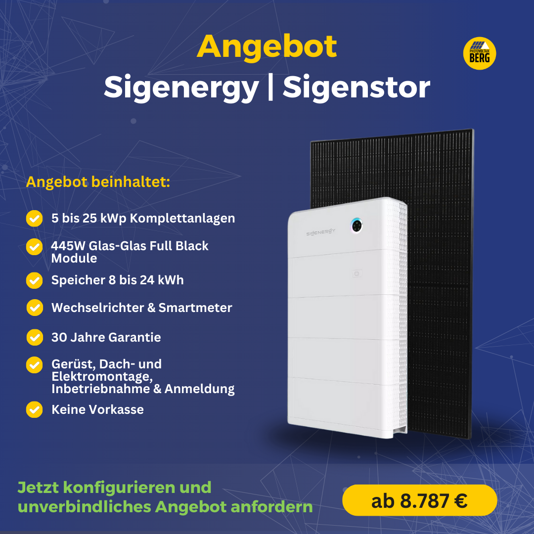 sigenergy sigenstor photovoltaik angebot 5-25kwp inkl. speicher und montage